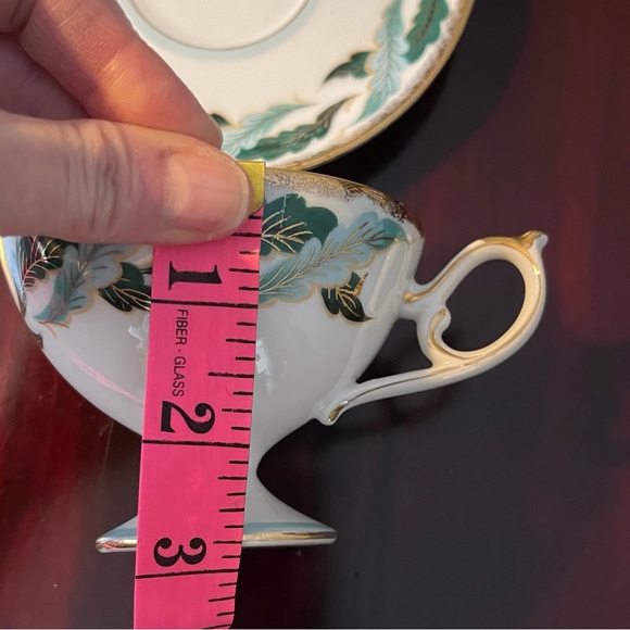 Shafford Japan Teal Green Leaf Teacup & Sauce - Picture 10 of 11